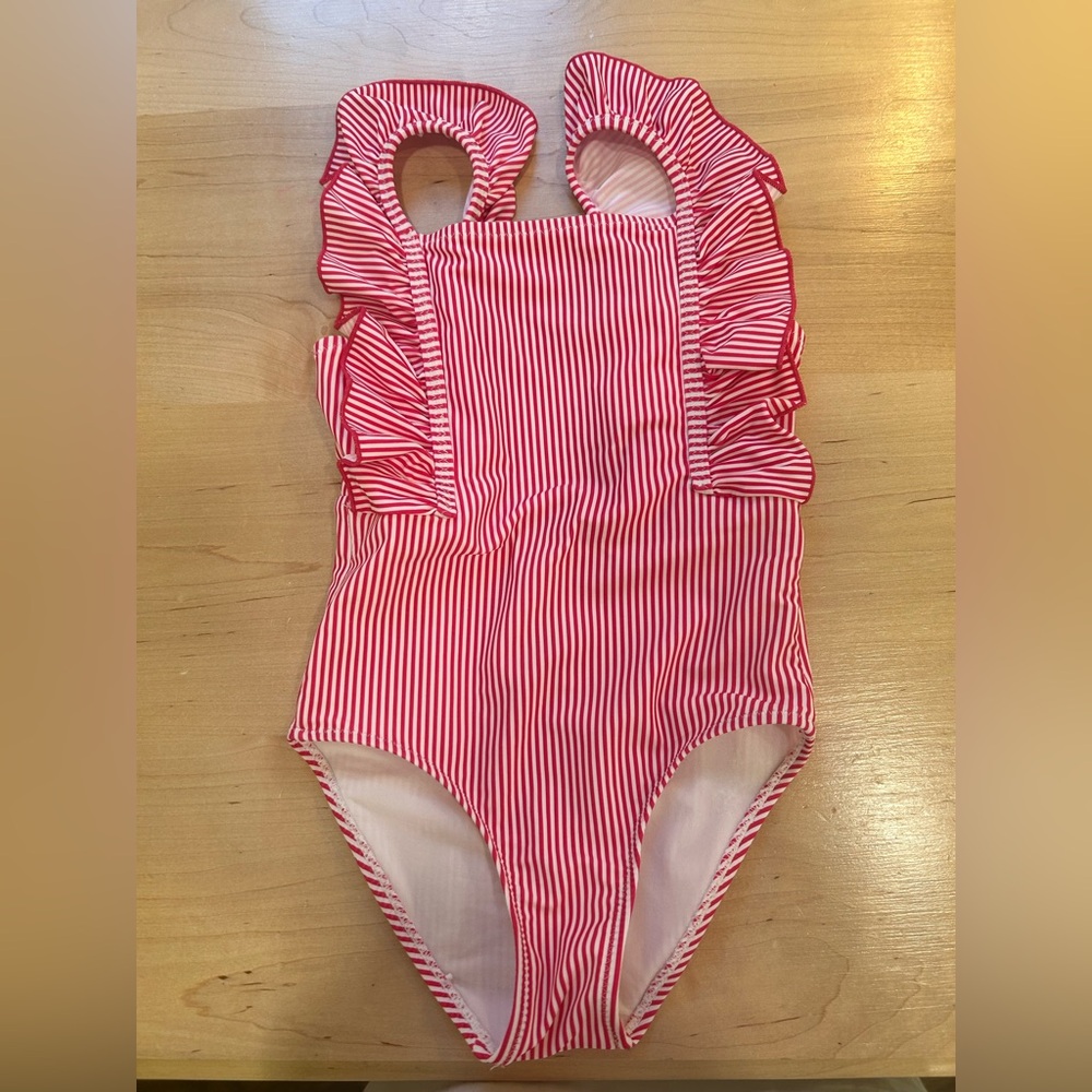 Jacadi Pink and White Striped Swimsuit